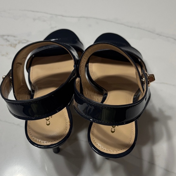 Coach Glossy Dark Blue/navy Heels with Gold Accent - Picture 5 of 16